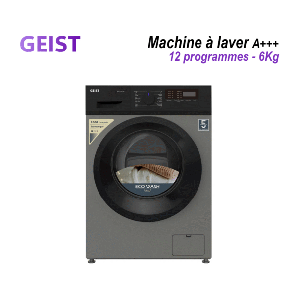 Machine à laver A+++ – 12 programmes – 6 Kg – Écran LED